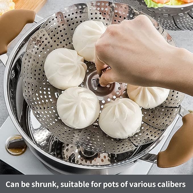 Roojave Roojave Veg Steamer Folding Stainless Steel Steamer Insert Vegetable Kitchen Fruit Food Basket Mesh Steamer Cookware Utensils for Cooking Steam Pans steam boiling Fruit Bowl Fit - Image 4