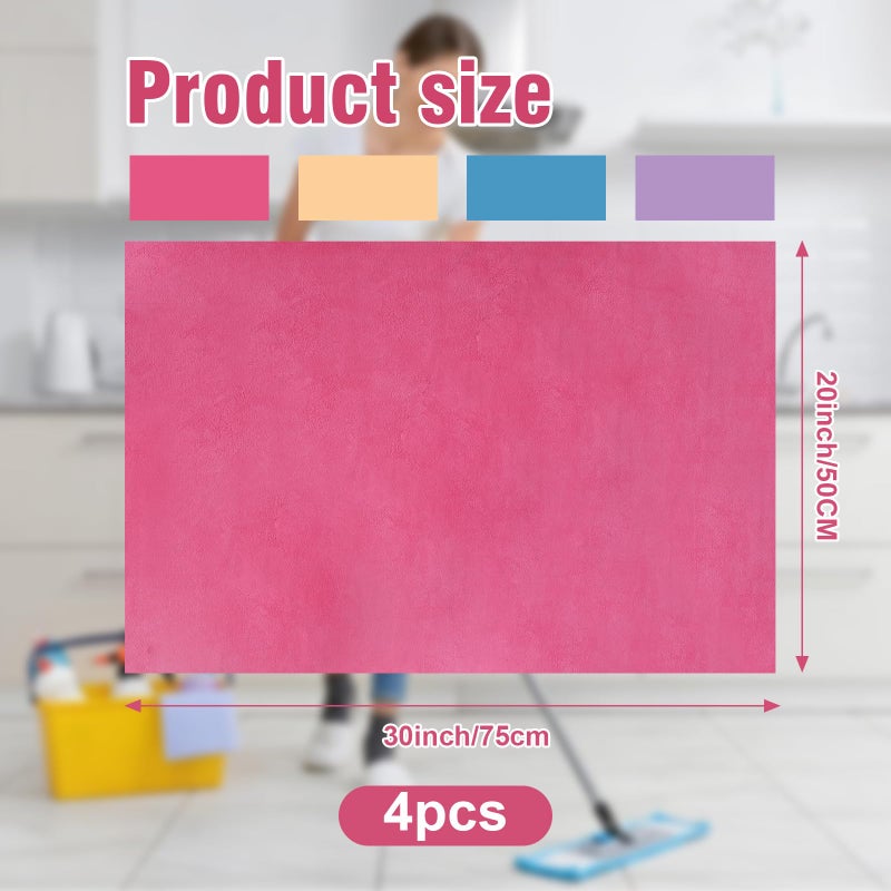 Olutacot 4 Pcs Multicolor Extra Large Microfiber Cleaning Cloth 30 x 20 Inch Reusable Thick Cleaning Towel Washable Solid Color Microfiber Towel for Home Office Window Cars Glass - Image 2