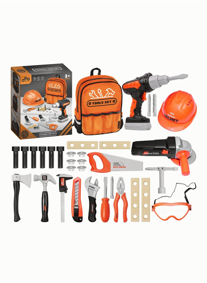 ASIV - Kids Toolbox with Electric Toy Drill Angle Grinder Various Toy Tools Pretend Play Tools Toys Suitable for 3 4 5 6 7 8 9 10+ - Image 1
