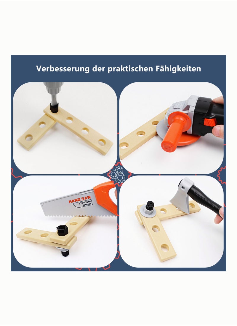 ASIV - Kids Toolbox with Electric Toy Drill Angle Grinder Various Toy Tools Pretend Play Tools Toys Suitable for 3 4 5 6 7 8 9 10+ - Image 1
