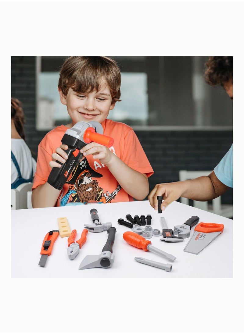 ASIV - Kids Toolbox with Electric Toy Drill Angle Grinder Various Toy Tools Pretend Play Tools Toys Suitable for 3 4 5 6 7 8 9 10+ - Image 1