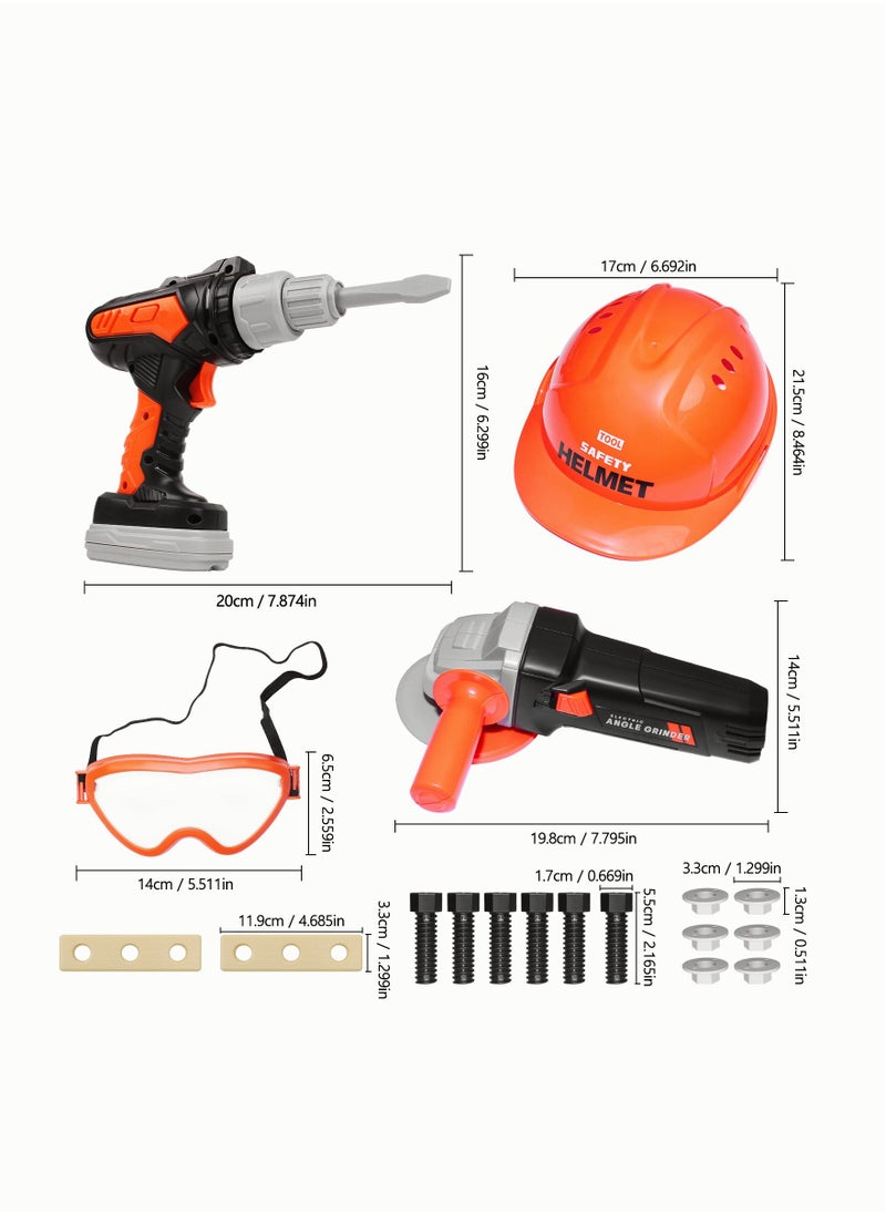 ASIV - Kids Toolbox with Electric Toy Drill Angle Grinder Various Toy Tools Pretend Play Tools Toys Suitable for 3 4 5 6 7 8 9 10+ - Image 1