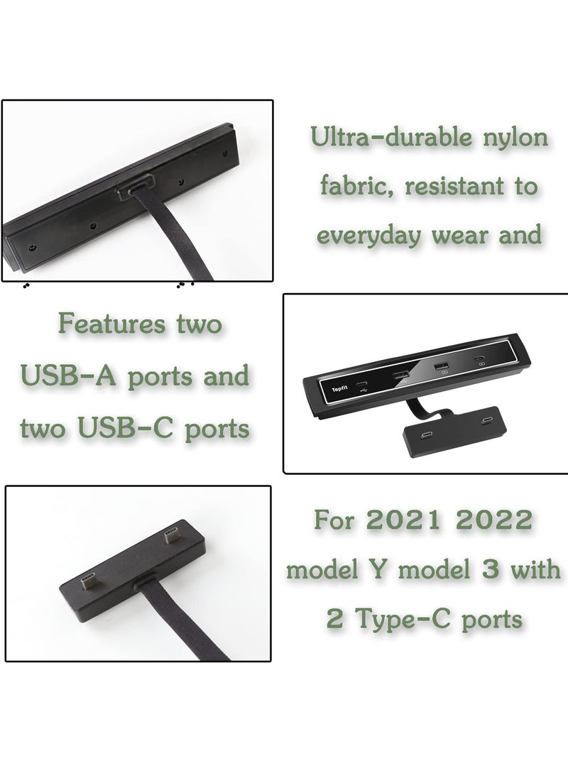 KASTWAVE - KASTWAVE for Tesla Model 3 / Y Docking Station 4 in 1 USB LED Hub, Compatible Docking ​Station（2021 2022） ​of Center Console HUB Adapter Multiport Cable Extension Accessories - Image 1