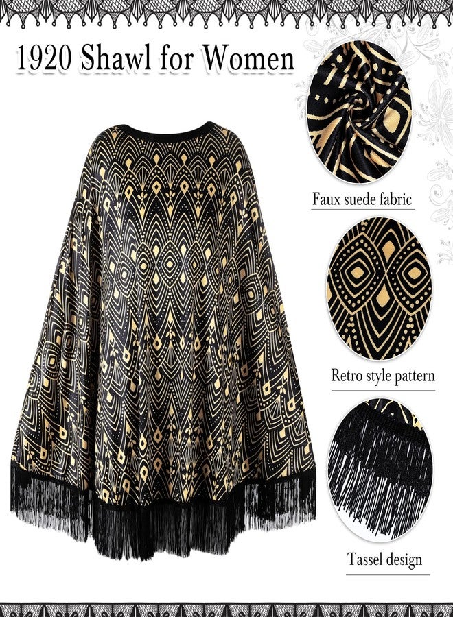 Floraltop 6 Pcs 1920s Flapper Costume Accessories Set for Women Vintage Fringed Poncho Flapper Shawl Outfits(Rhinestone) - Image 3