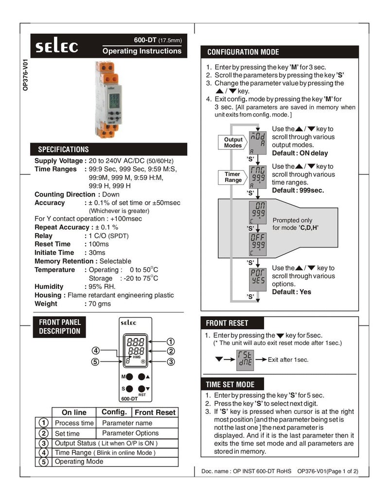 Selec 600DT Din Rail Digital Timer - Image 5