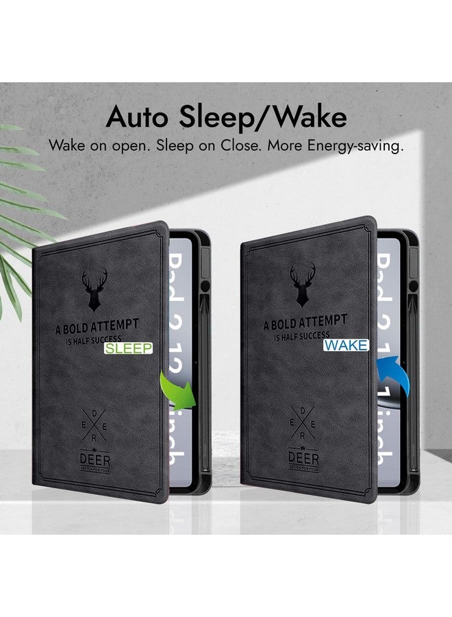 روبوستريون جراب Robustrion Cover Case لجهاز OnePlus Pad 2 مقاس 12.1 بوصة، جراب بنمط غزال لجهاز OnePlus Pad 2 مع حامل قلم مقاس 12.1 بوصة [دعم السكون التلقائي] - أسود - Image 3