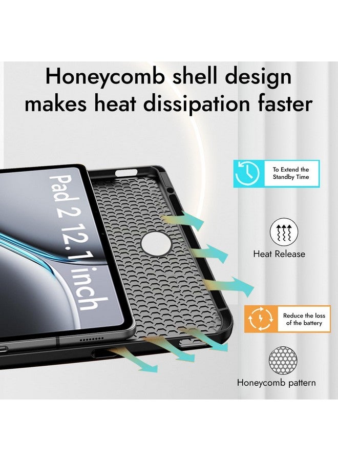 روبوستريون جراب Robustrion Cover Case لجهاز OnePlus Pad 2 مقاس 12.1 بوصة، جراب بنمط غزال لجهاز OnePlus Pad 2 مع حامل قلم مقاس 12.1 بوصة [دعم السكون التلقائي] - أسود - Image 4