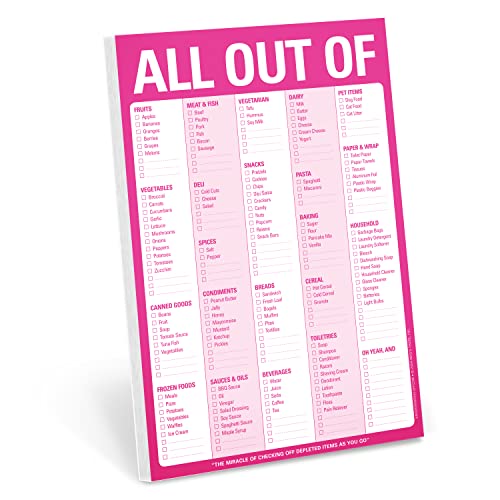 Knock Knock All Out Of Pad Grocery List Note Pad, 6 x 9-inches (Pink) - Image 1
