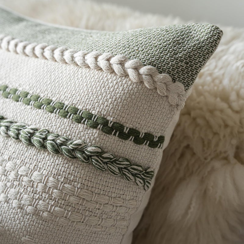 Cethom Boho Throw Pillow Covers 12x20 Inch Set of 2, Green Textured Decorative Couch Pillow Cases for Farmhouse Home Decor, Accent Cushion Cover for Sofa, Bed, Living Room, Bedroom - Image 4