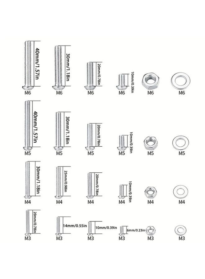 1080pcs M3 M4 M5 M6 Metric Hex Nut And Bolt Assortment Set 6 10 14 20 25 30 40mm - Image 3