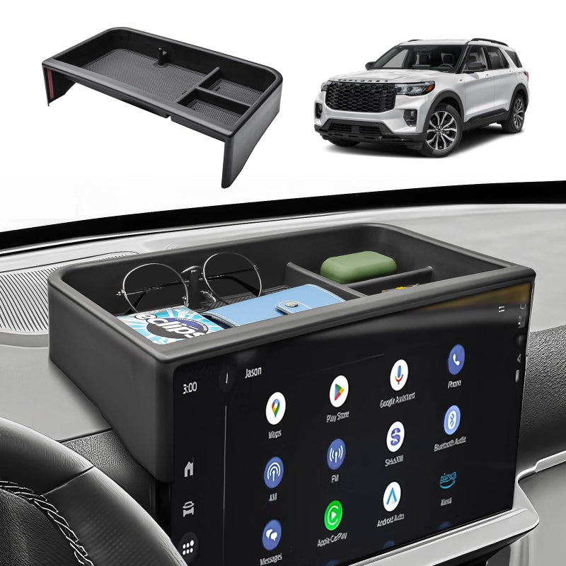 HGWEI Dash Storage Tray Compatible with 2025 2026 Ford Explorer ActiveTLineSTPlatinumTremor Interior Accessories Behind 132 Screen Center Console Dashboard Organizer Insert Mount Holder - Image 2