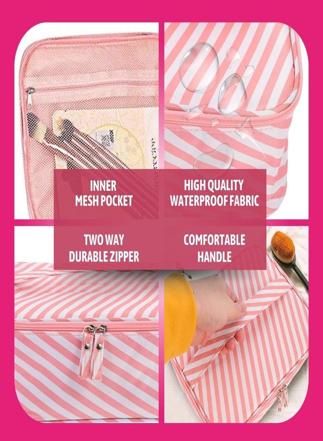 Sakuya Makeup Pouch - Travel Bag Organizer | Toiletry Bag for Men & Women | Portable Makeup Kit Storage Box (Pink) - Image 4