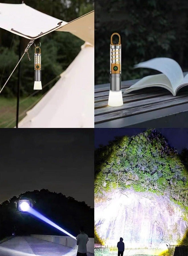 مصباح يدوي عالي السطوع قابل لإعادة الشحن، مصباح يدوي LED فائق السطوع، 6 أوضاع مع كابل USB-C، مقاوم للماء IPX6، مصباح يدوي قوي محمول للصيد والتخييم والطوارئ - Image 3