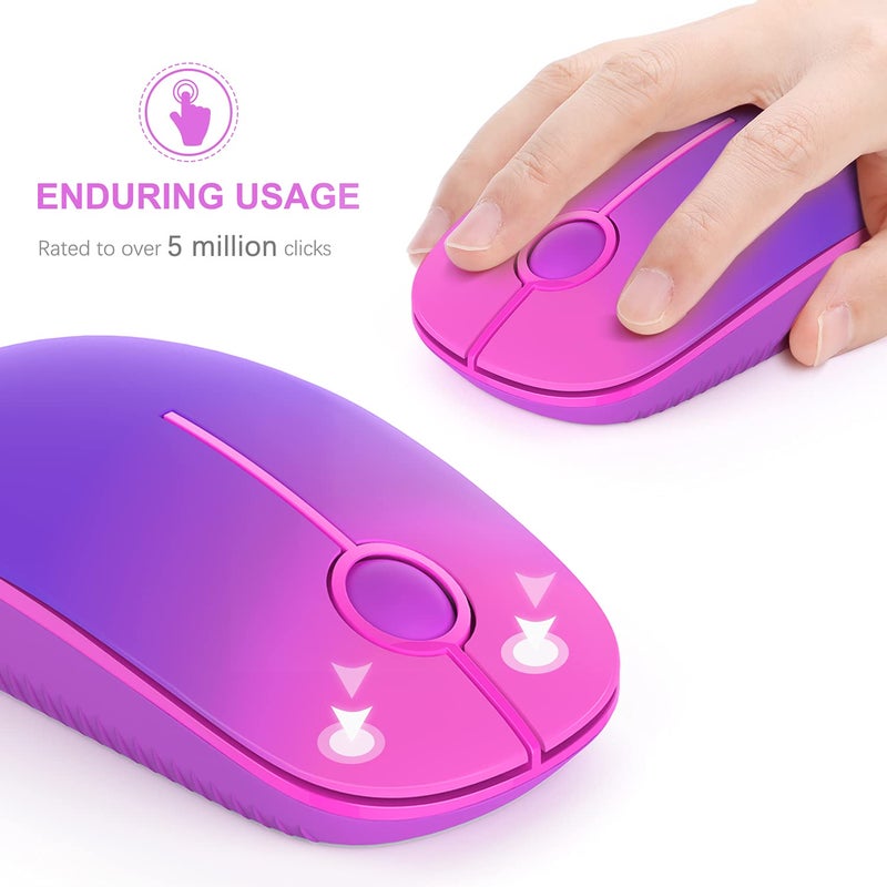 Unipows Wireless Mouse - 2.4G Slim Portable Computer Mouse with Nano Receiver, Less Noise Mobile Optical Mice for Notebook, PC, Laptop, Computer, Mac (Gradient Purple) - Image 5