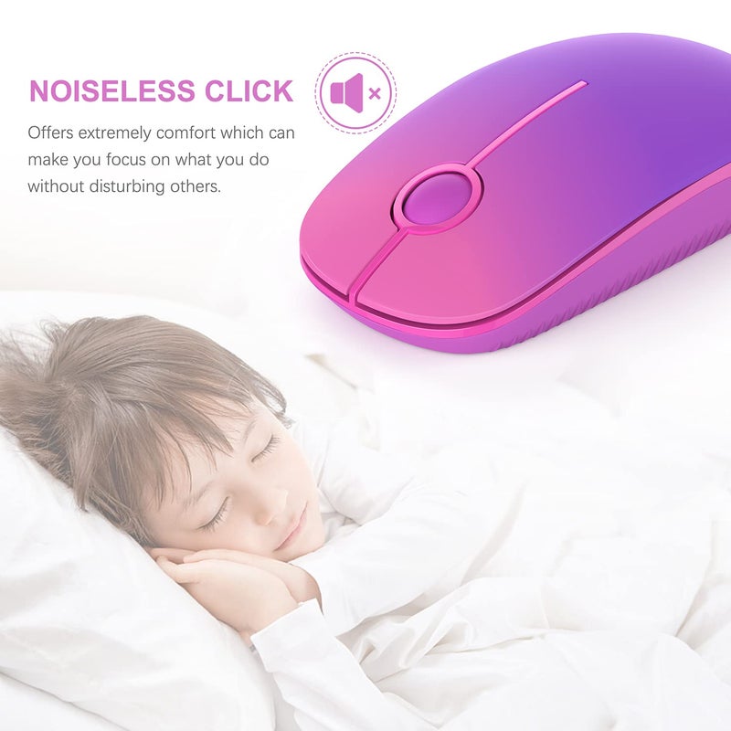 Unipows Wireless Mouse - 2.4G Slim Portable Computer Mouse with Nano Receiver, Less Noise Mobile Optical Mice for Notebook, PC, Laptop, Computer, Mac (Gradient Purple) - Image 3