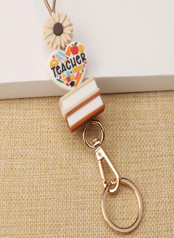 UGELOKI Teacher Lanyard for ID Badge Holder and Keys, Super Cute Silicone Beaded Lanyard for Women, Safety, Affordable Teacher Gift - Image 3