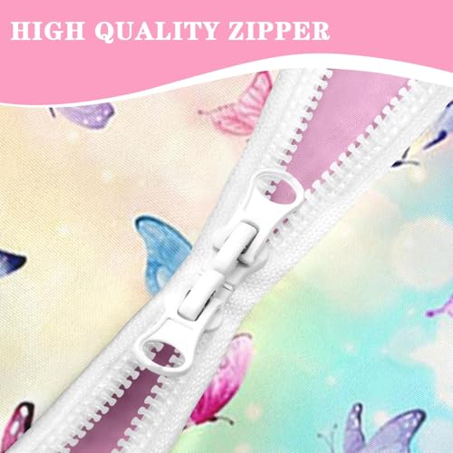 Nesker Twin Zipper Bedding, Butterfly Zipper Bedding Sets for Girls, 3pcs All in on one, Rainbow Butterflies Kids Comforter Set with Fitted Sheet and 2 Pillowcases - Image 3