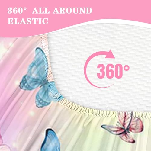 Nesker Twin Zipper Bedding, Butterfly Zipper Bedding Sets for Girls, 3pcs All in on one, Rainbow Butterflies Kids Comforter Set with Fitted Sheet and 2 Pillowcases - Image 4