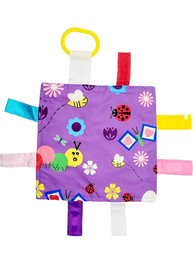 The Learning Lovey Baby Jack & Co 8x8â€ Garden Flowers Bugs, Butterflies and Bees Lovey Tag Toy - Crinkle Toy for Developing 5 Senses - Soother - Learn Shapes & Colors - Travel Gift - BPA Free w/Stroller Clip - Image 1