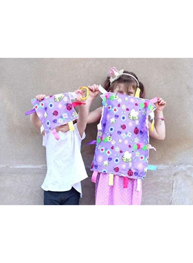 The Learning Lovey Baby Jack & Co 8x8â€ Garden Flowers Bugs, Butterflies and Bees Lovey Tag Toy - Crinkle Toy for Developing 5 Senses - Soother - Learn Shapes & Colors - Travel Gift - BPA Free w/Stroller Clip - Image 3