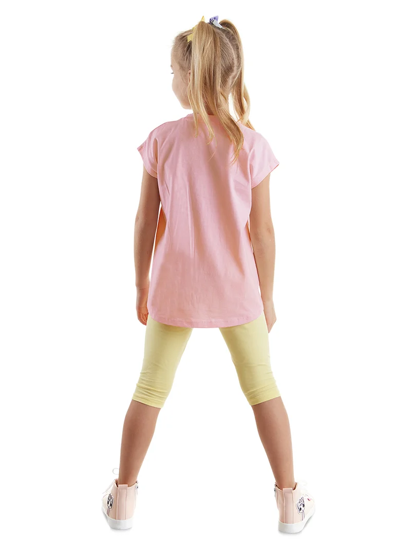 دينوكيدس طقم تي شيرت وبنطلون ليجنز للبنات بتصميم أصدقاء القطط