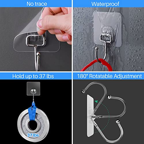 Antimbee 10-Pack All-Purpose Large Adhesive Hooks for Hanging, Banana Hook, Heavy Duty Adhesive Hooks 37 lb(Max), Sticky Wall Hook fit Home, Bathroom, Kitchen, Office and Outdoor - Image 5
