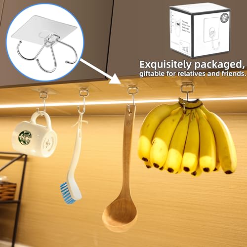 Antimbee 10-Pack All-Purpose Large Adhesive Hooks for Hanging, Banana Hook, Heavy Duty Adhesive Hooks 37 lb(Max), Sticky Wall Hook fit Home, Bathroom, Kitchen, Office and Outdoor - Image 4