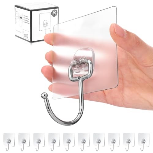 Antimbee 10-Pack All-Purpose Large Adhesive Hooks for Hanging, Banana Hook, Heavy Duty Adhesive Hooks 37 lb(Max), Sticky Wall Hook fit Home, Bathroom, Kitchen, Office and Outdoor - Image 1