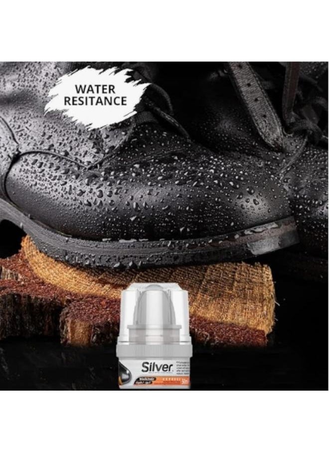 Silver - Cream polish for shoes and all types of leather, black, 50 ml. - Image 1