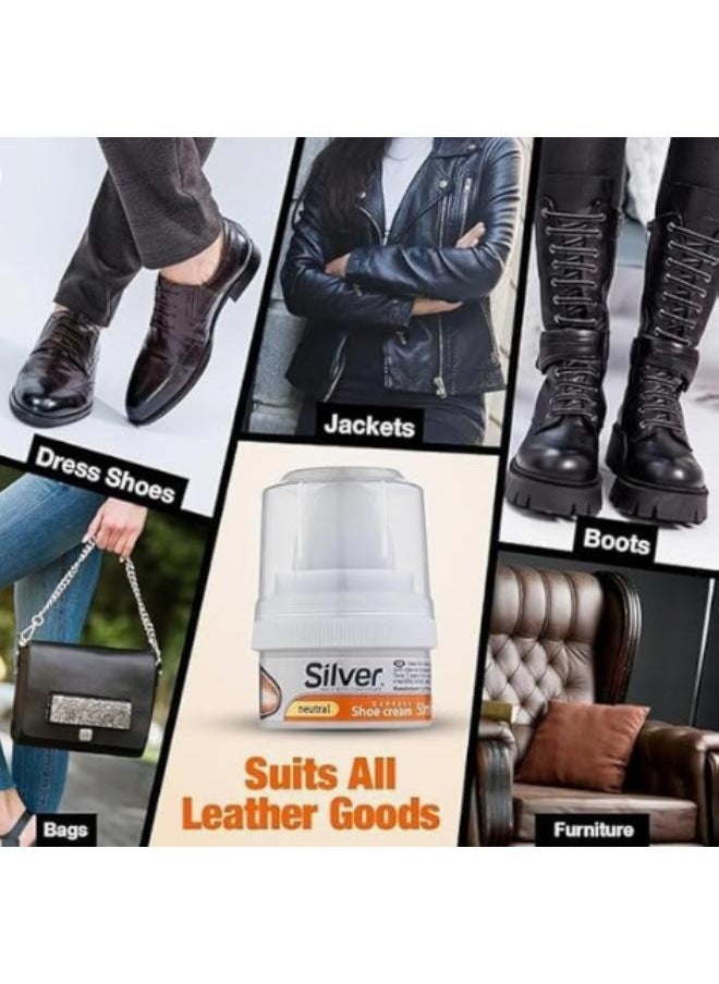 Silver - Cream polish for shoes and all types of leather, black, 50 ml. - Image 1