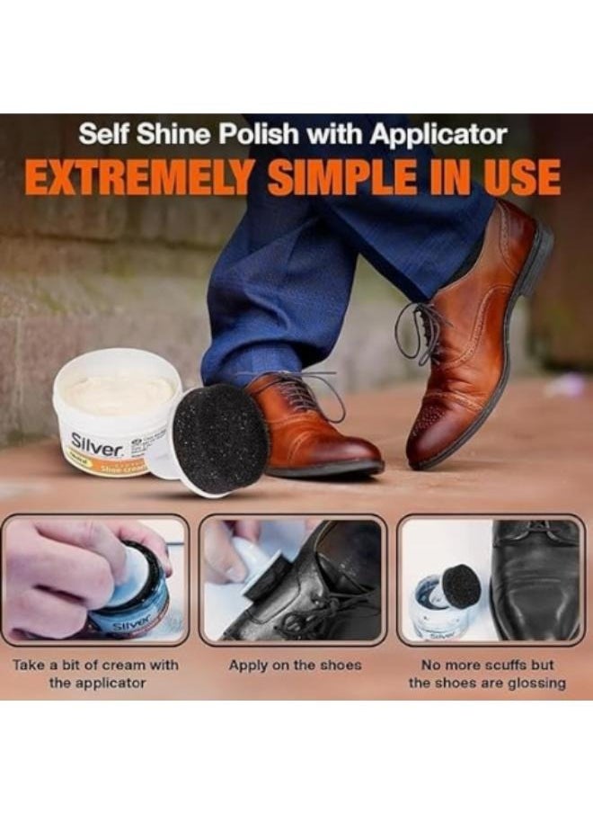 Silver - Cream polish for shoes and all types of leather, black, 50 ml. - Image 1
