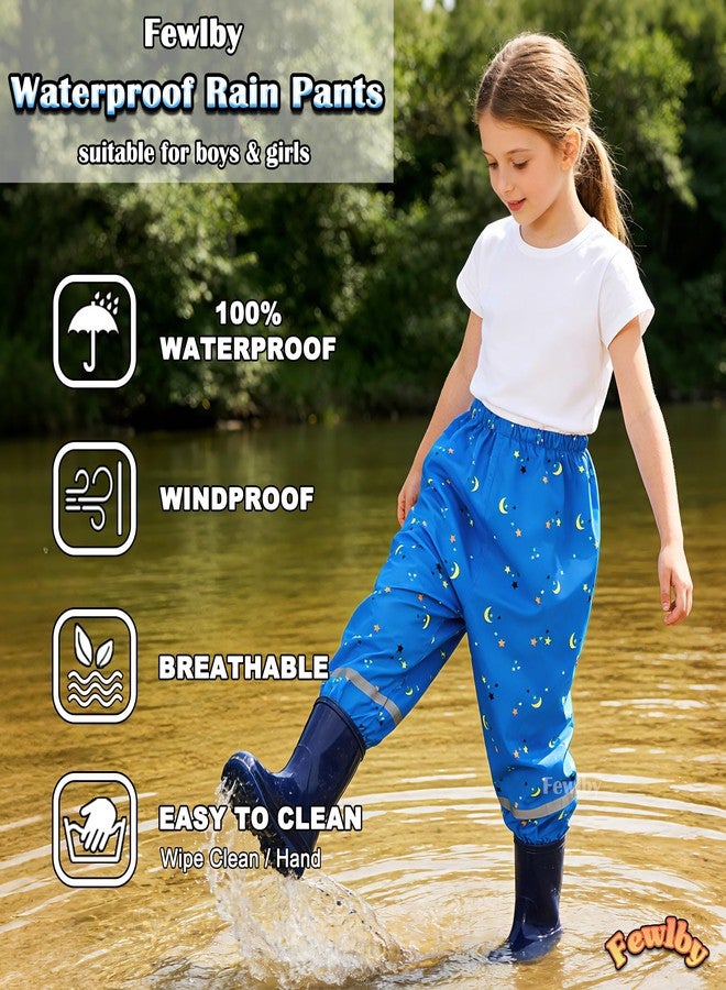 Fewlby Kids Rain Pants Toddler Waterproof Trousers Lightweight for Boys Girls Blue - Image 2
