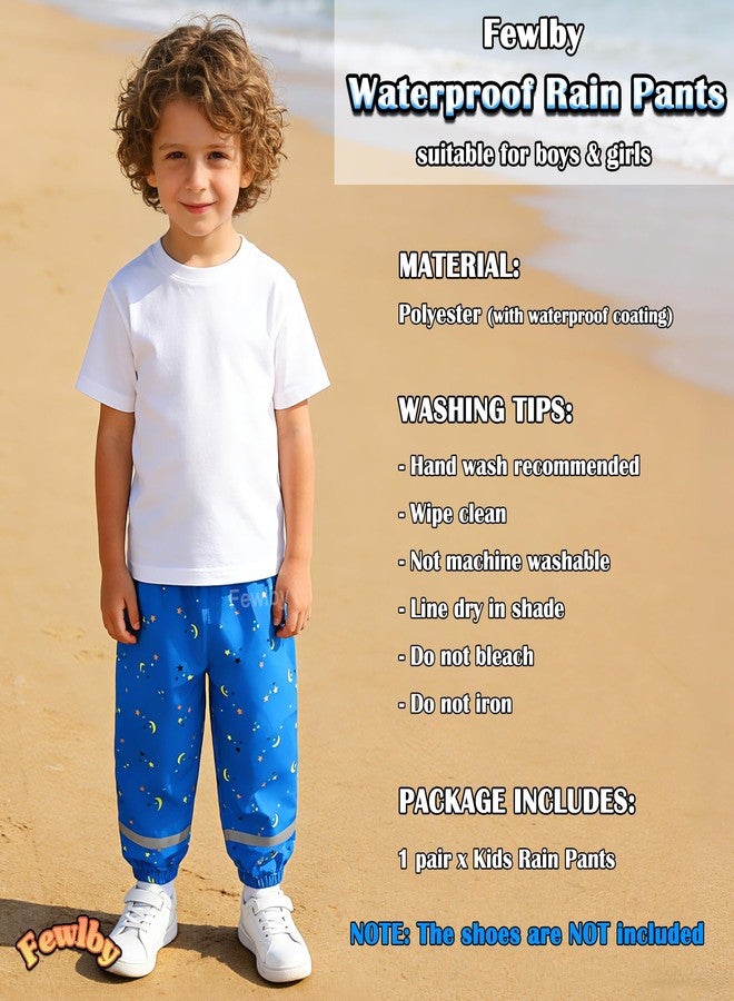 Fewlby Kids Rain Pants Toddler Waterproof Trousers Lightweight for Boys Girls Blue - Image 3