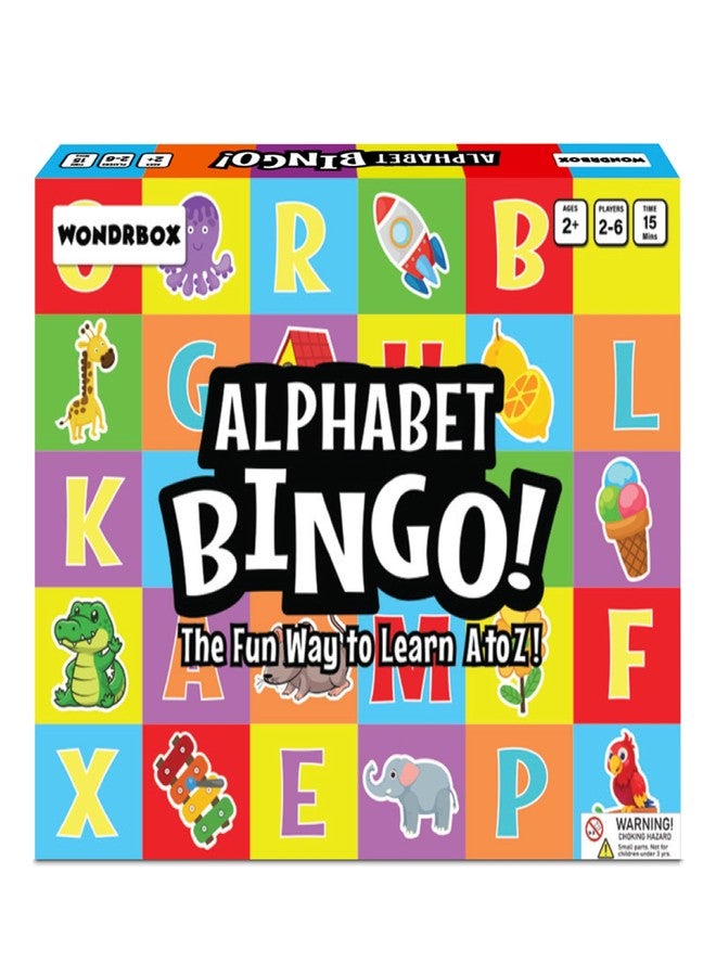 WONDRBOX Alphabet Bingo Board Game for Kids | Learn ABC Letters & Early Reading | Preschool & Kindergarten Learning Toy Age 2-5 | Birthday & Return Gift for Boys & Girls - Image 1