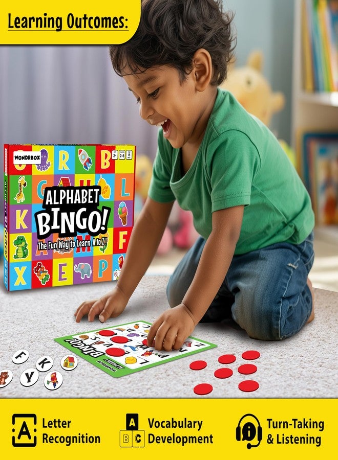 WONDRBOX Alphabet Bingo Board Game for Kids | Learn ABC Letters & Early Reading | Preschool & Kindergarten Learning Toy Age 2-5 | Birthday & Return Gift for Boys & Girls - Image 3