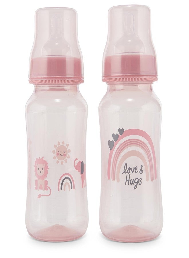 Cudlie Premium 2-Pack Baby Bottles - 11 Ounce, Hourglass Shape, Fun Boys and Girls Prints, Clear Cover - BPA-Free - Image 1