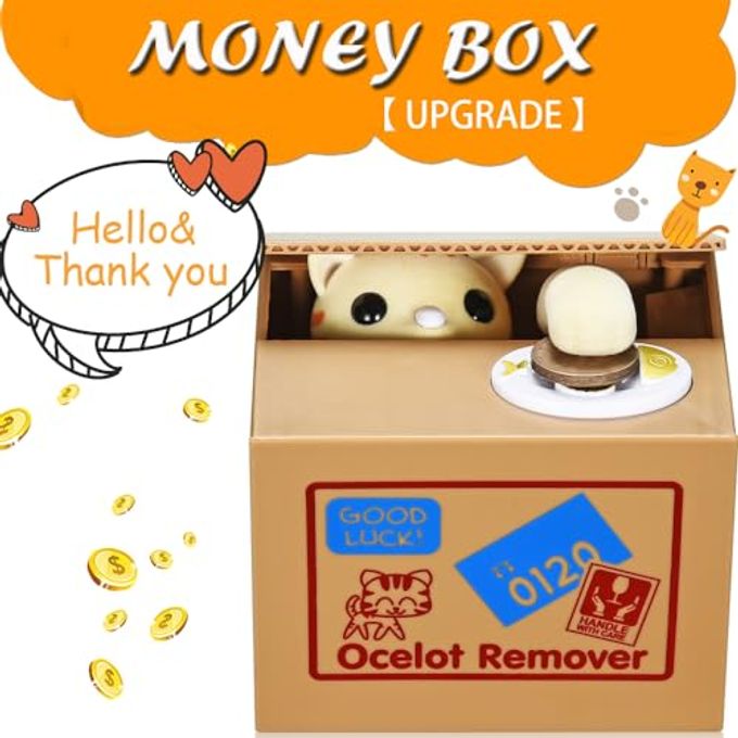 HmiL-U Cat Stealing Money Bank, Piggy Bank for Kids, Coin Bank for Money Saving, Automatic Stealing Money with English Speaking, Creative Gift (Lucky Cat) - Image 3
