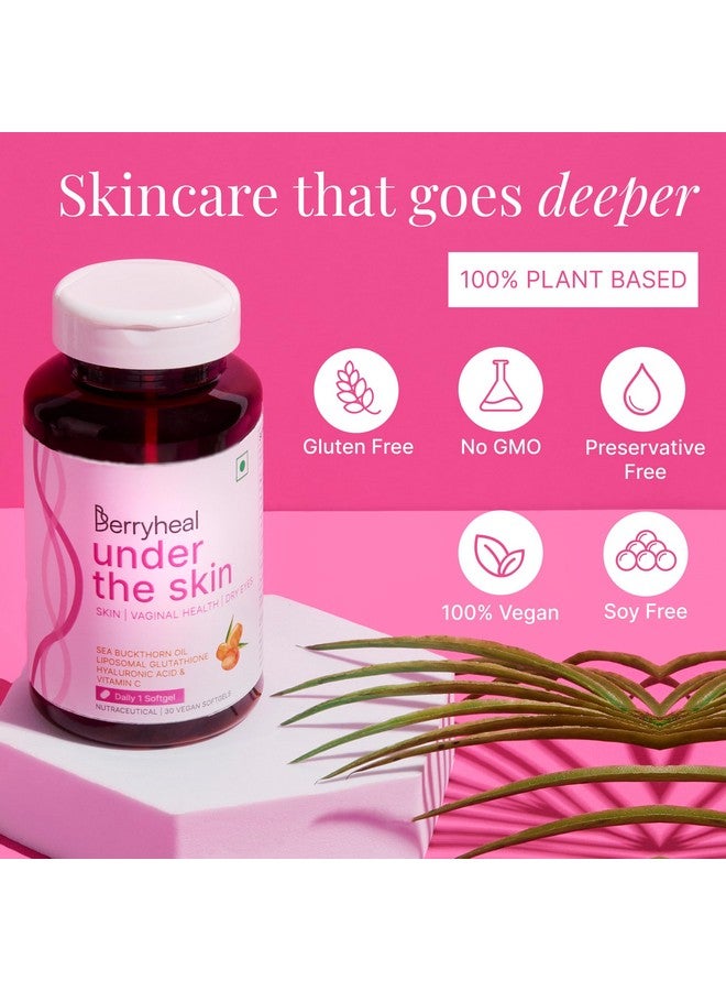 Berryheal Under The Skin | Sea Buckthorn Oil, L-Glutathione, Hyaluronic Acid & Vitamin C | Vegan | 30 Capsules | Starter Pack- 30 Day Regimen | Collagen Booster | Skin Hydration & Anti-Wrinkles - Image 4