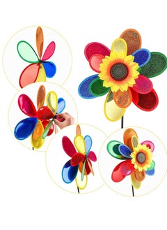 SYOSI Garden Wind Spinners, Sunflower Windmills Lawn Decor, Rainbow Pinwheels for Yard and Garden, Outdoor Ornaments Spinner Art Pathway Patio Ornaments, 2PCS  - Image 5