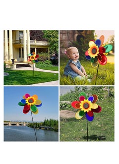 SYOSI Garden Wind Spinners, Sunflower Windmills Lawn Decor, Rainbow Pinwheels for Yard and Garden, Outdoor Ornaments Spinner Art Pathway Patio Ornaments, 2PCS  - Image 2