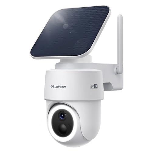 LaView 2K 3MP Solar Security Cameras Wireless Outdoor, Cameras for Home Security, 360° Pan & Tilt Rechargeable Battery Camera, IP65 Outdoor Camera, Color Night Vision, Two-Way Audio, Work with Alexa - Image 1
