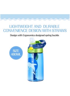 Gonice Gonice Kids Water Bottle Toddler Cup with Straw Spill Leakproof Durable Plastic Drinking Bottle for Children School and Sports  - Image 2