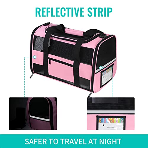 CUSSIOU 20" Large Cat Carrier Soft Side Dog Carrier Pet Carrier for Medium Small Dogs Cats Collapsible Soft Sided Pet Carrier for Cats Dogs Puppy of 25 lbs, Pink - Image 3