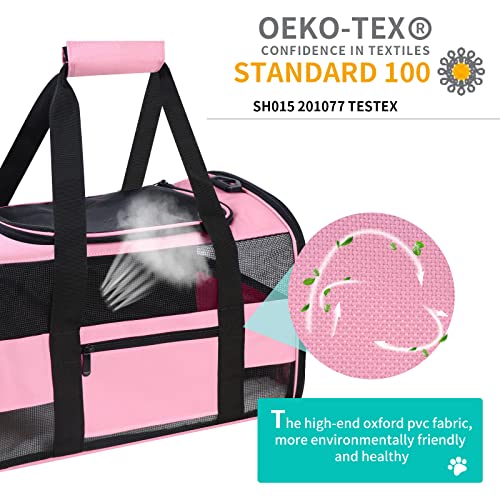 CUSSIOU 20" Large Cat Carrier Soft Side Dog Carrier Pet Carrier for Medium Small Dogs Cats Collapsible Soft Sided Pet Carrier for Cats Dogs Puppy of 25 lbs, Pink - Image 4