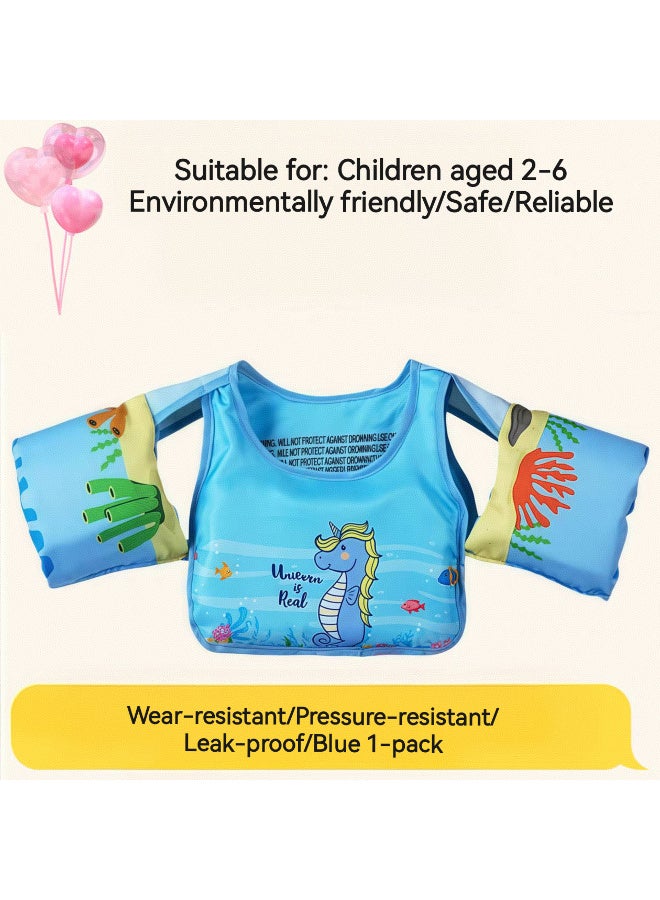 Kawkab Swimming vest for children aged 2-6, suitable for boys and girls weighing 30-55 lbs, with toddler float straps, shoulder straps, arm wings, child safety buoyancy vest, baby arm foam floating swimming aid. - Image 1