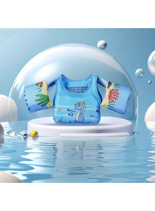 Kawkab Swimming vest for children aged 2-6, suitable for boys and girls weighing 30-55 lbs, with toddler float straps, shoulder straps, arm wings, child safety buoyancy vest, baby arm foam floating swimming aid. - Image 2