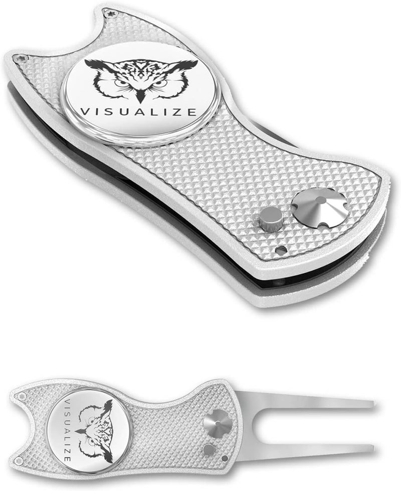 VISUALIZE Store Elite Switchblade Golf Divot Repair Tool Set with Ball Marker - Sturdy Anodized Aluminum - Perfect Golf Accessory Gift - Image 1
