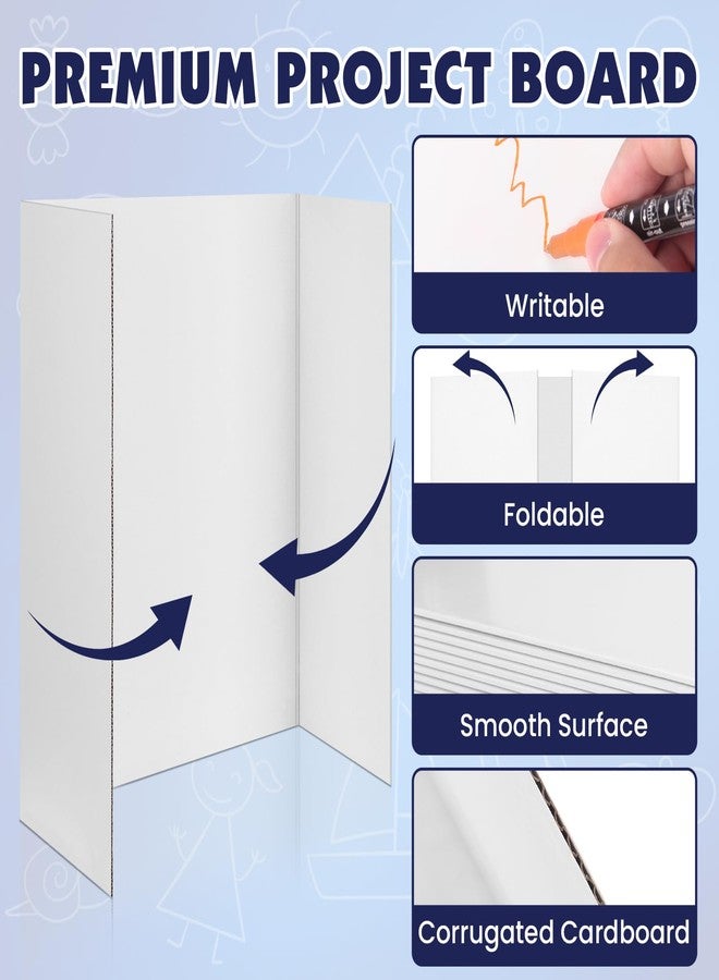 NUITPY 20 Pack Trifold Poster Board, 16in x 24in Corrugated Project Board, White Presentation Board, Trifold Display Board for School Project, Business Presentation, Science Fairs, Event Display - Image 4