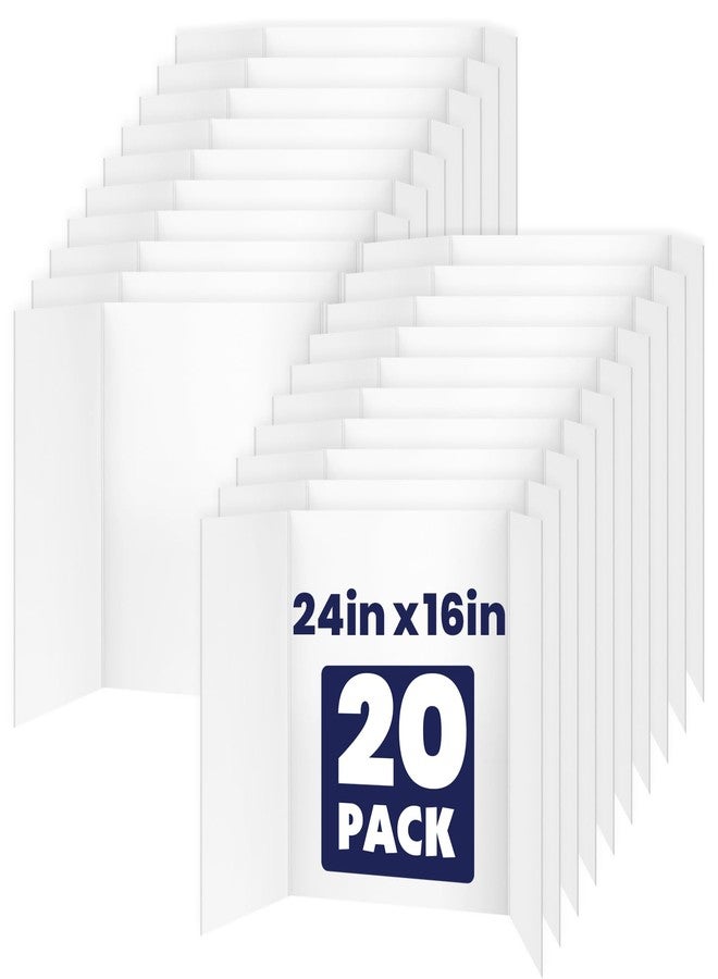 NUITPY 20 Pack Trifold Poster Board, 16in x 24in Corrugated Project Board, White Presentation Board, Trifold Display Board for School Project, Business Presentation, Science Fairs, Event Display - Image 1