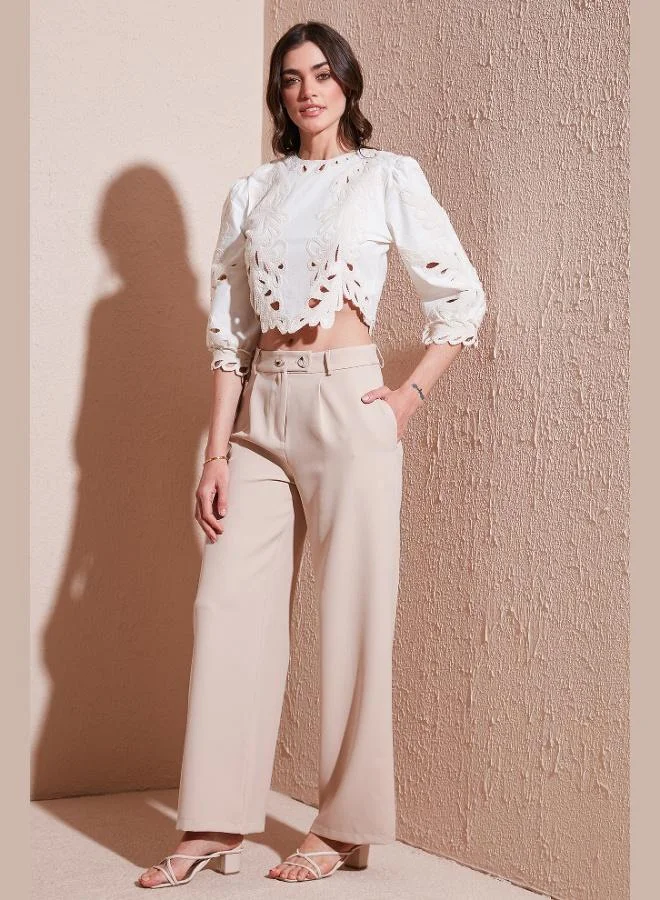 ليلا بنطلون نسائي واسع الساق بخصر مرتفع وقصة قياسية من ليلا